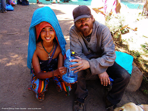 asha-with-guy - rainbow gathering - hippie, asha, hippie, man, sitting, woman