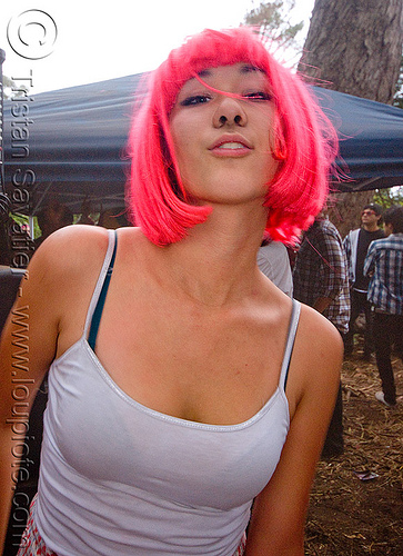 asian woman with pink wig, asian woman, party, pink wig, raver