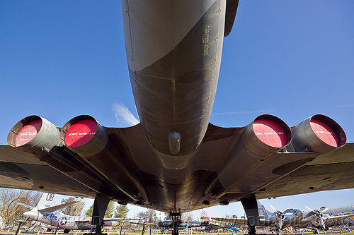 avro vulcan b-2 bomber, aircraft, army museum, avro, b-2, blue sky, bomber, castle air force base, castle air museum, cold war, exhaust covers, jet engines, military, plug, raf, rear, royal air force, tail, vulcan, war plane, xm805