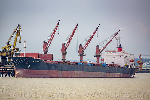 azahra - bulk carrier ship, boat, cargo ship, crane, madura strait, merchant ship, ship cranes, surabaya