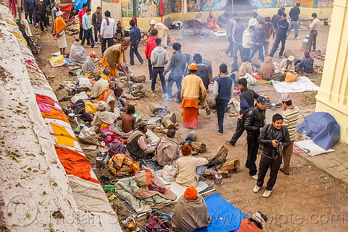 babas, sadhus and hindu pilgrims at the shivaratri festival (nepal), babas, crowd, hindu, hinduism, kathmandu, maha shivaratri, man, pashupatinath, sadhus, walking