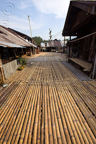 bamboo walkway - annah rais longhouse (borneo), annah rais, bamboo, borneo, longhouse, malaysia, village, walkway