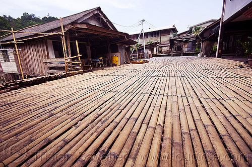 bamboo walkway - annah rais longhouse (borneo), annah rais, bamboo, borneo, longhouse, malaysia, village, walkway