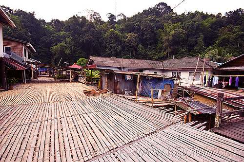 bamboo walkway - annah rais longhouse (borneo), annah rais, bamboo, borneo, longhouse, malaysia, village, walkway