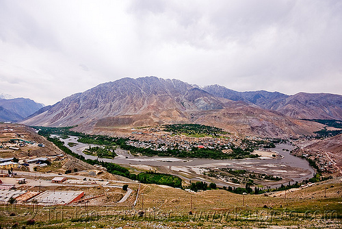 baroo colony - near kargil - leh to srinagar road - kashmir, baroo, kargil, kashmir, landscape, mountain river, mountains, river bed, valley