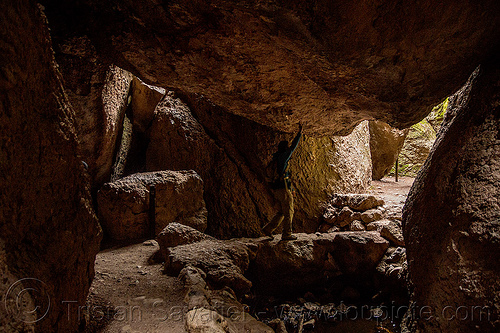 bear gulch cave - pinnacles national park (california), caving, hiking, natural cave, pinnacles national park, spelunking, talus cave, woman