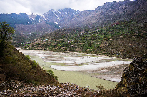 bhagirathi river bed (india), bhagirathi river, bhagirathi valley, mountains, river bed