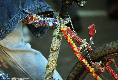 bicycle decorated with rhinestones (san francisco), bike, decorated bicycle, rhinestones