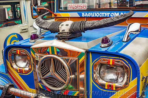 blue jeepney (philippines), baguio, colorful, decorated, front grill, jeepneys, painted, philippines, truck