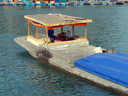 boat made of concrete - vietnam, cat ba island, concrete boat, cát bà, halong bay, islands, sea