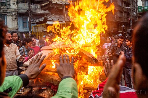 bonfire in the street of kathmandu - shivaratri festival (nepal), bonfire, burning, hands, hinduism, kathmandu, maha shivaratri, shivaratri fire, wood[an error occurred while processing this directive]