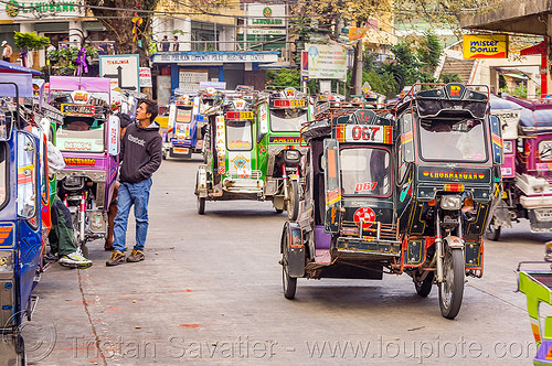 bontoc - motorized tricycles (philippines), bontoc, colorful, man, motorcycles, motorized tricycle, pedestrian, sidecar, tricycle philippines