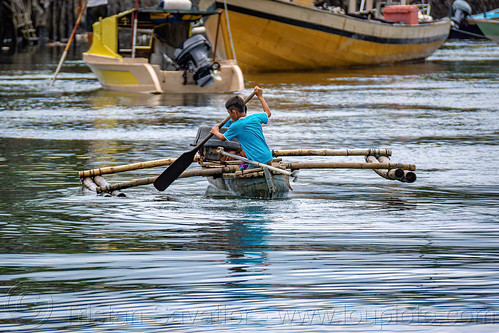 boys paddling on small canoe, boats, boy, canoe, paddling