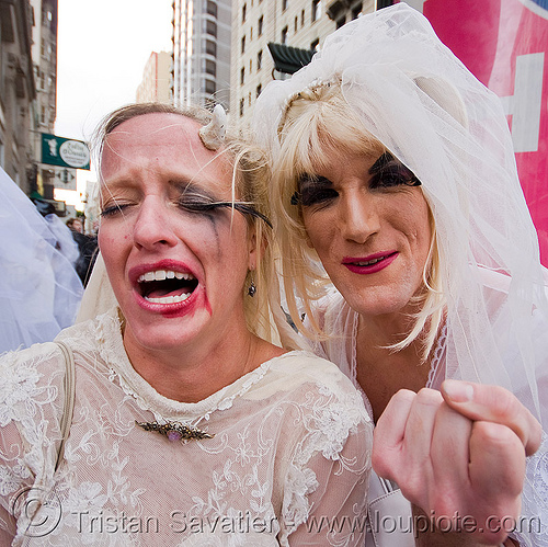 bride crying - brides of march (san francisco), bride, brides of march, crying, man, wedding, white, woman