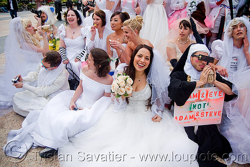 brides gathering - diana furka - brides of march (san francisco), bridal bouquet, bride, brides of march, flowers, wedding dress, white roses, woman