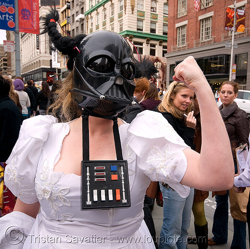 brides of march (san francisco), bride, brides of march, darth vader, starwars, wedding dress, white