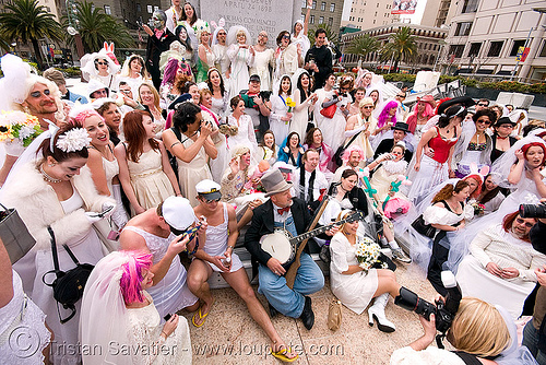brides of march - union square (san francisco), bride, brides of march, union square, wedding dress, white