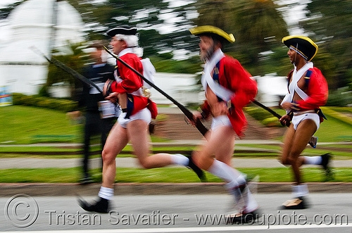 british soldiers running - bay to breakers (san francisco), american war of independence, bay to breakers, british soldiers, footrace, historical, runners, running, street party