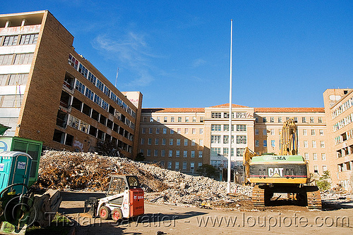 building demolition - phsh - abandoned hospital (presidio, san francisco), abandoned building, abandoned hospital, building demolition, presidio hospital, presidio landmark apartments