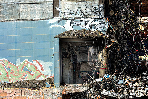 building demolition - PHSH - abandoned hospital (presidio, san francisco), abandoned building, abandoned hospital, building demolition, else, graffiti, presidio hospital, presidio landmark apartments, revok