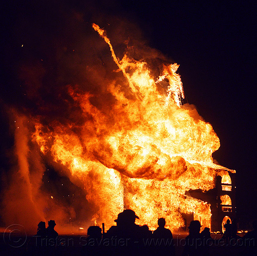 the burn - burning man 2012, backlight, burning man, fire twisters, firenado, night of the burn, silhouettes, the man
