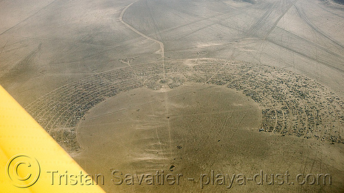 burning man - aerial - black rock city, aerial photo, black rock city, burning sky