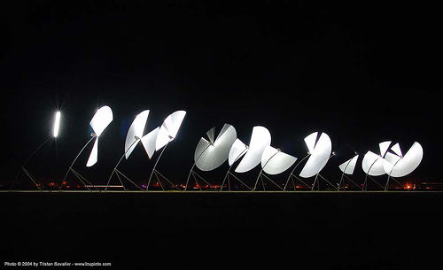 burning man - alien semaphore, alien semaphore, burning man at night, fluorescent, neon lights