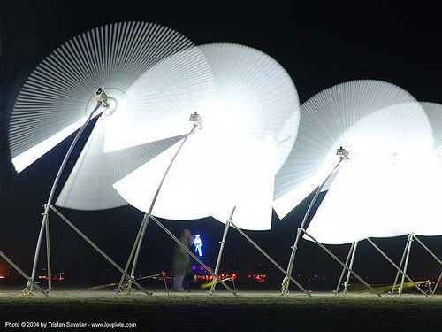 burning man - alien semaphore, alien semaphore, art installation, burning man at night, fluorescent, neon lights