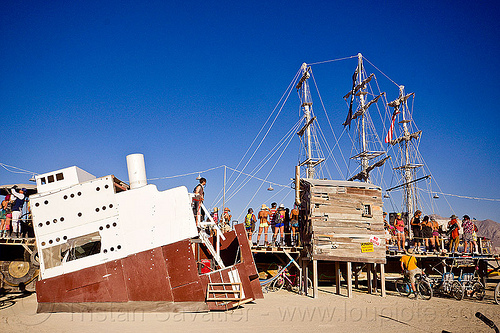 burning man - art car - sinking cargo ship, abandon art car, art ships, burning man art cars, cargo ship, monaco ship, mutant vehicles, pier 2, sinking ship, tall ship, the pier