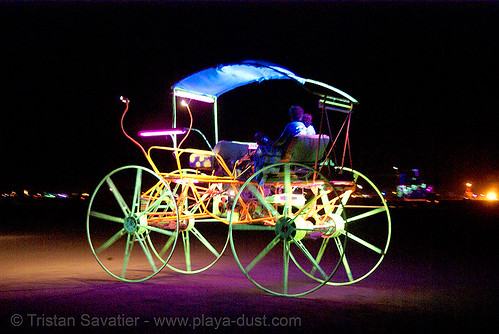 burning man - art car "spirit of wonka", art car, burning man art cars, burning man at night, glowing, mutant vehicles, spirit of wonka