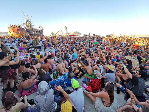 burning man - audience of black rock philharmonic orchestra, crowd