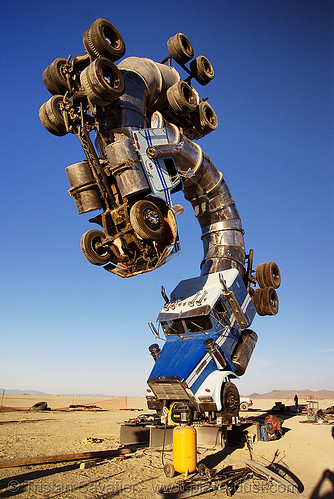 burning man - big rig jig - tractor trailers - semi trucks, art installation, artic, articulated lorry, semi-trailer, semi-truck, tanker truck, tractor trailer, trucks