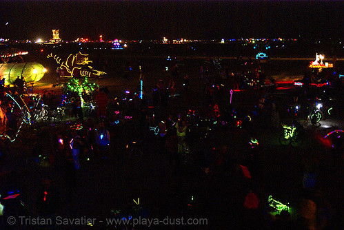 burning man - black rock city at night, burning man at night