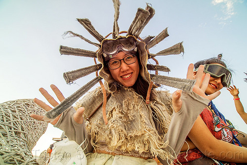 burning man - chinese woman in traditional costume - mazu procession, attire, burning man outfit, chinese, costume, glasses, goggles, mazu camp, traditional, woman