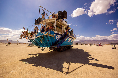 burning man - christina yacht, art boat, art car, burning man art cars, christina, mutant vehicles, ship, yacht