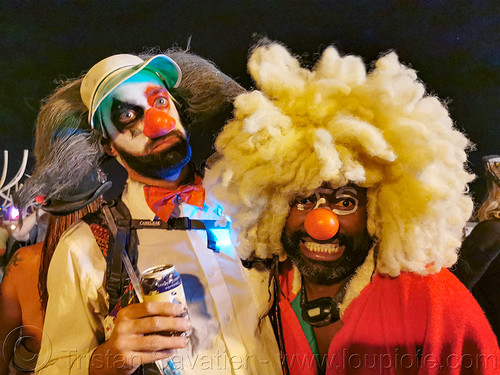 burning man - clowns, attire, burning man outfit, clowns, men