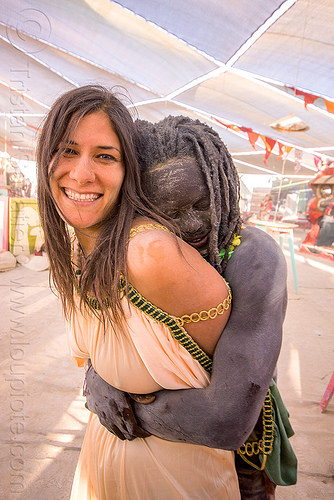 burning man - couple hugging, african, hugging, man, woman