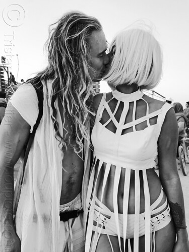 burning man - couple kissing, kissing, man, woman