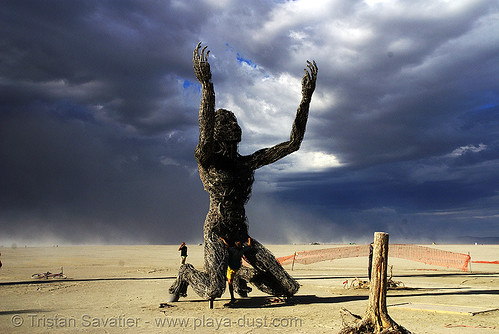 burning man - crude awakening, art installation, sculpture