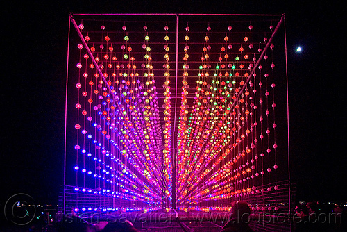 burning man - cubatron l5 by mark lotter, burning man at night, cubatron l5, glowing, led lights, mark lotter, ping pong balls