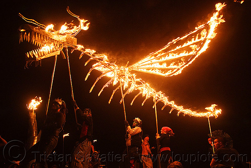 burning man - fire dragon, burning man at night, fire dragon, shiva vista