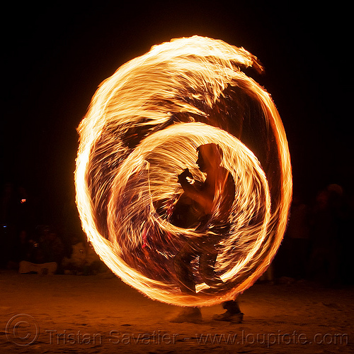 burning man - fire ropes, burning man at night, fire dancing, fire performer, fire spinning, rire rope, silhouette, spinning fire