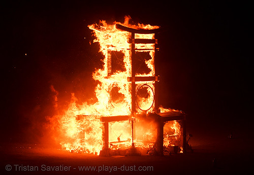 burning man - fire - temple of forgiveness, burning man at night, burning man temple, fire, temple burning, temple of forgiveness