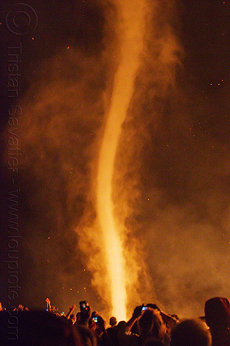 burning man - fire twister, burning man at night, dust devil, embers, fire twister, firenado