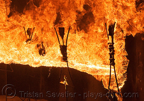 burning man - flame thrower, burning man at night, fire, flame thrower, flamethrower shooting gallery, shooting range