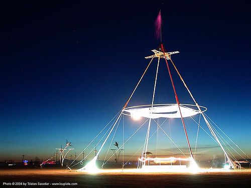 burning man - foucault pendulum at night, art installation, burning man at night, foucault, pendulum