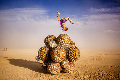 burning man - giant bronze molecules - mars molecule, art installation, bronze, handstand, mars molecule, sculpture, woman