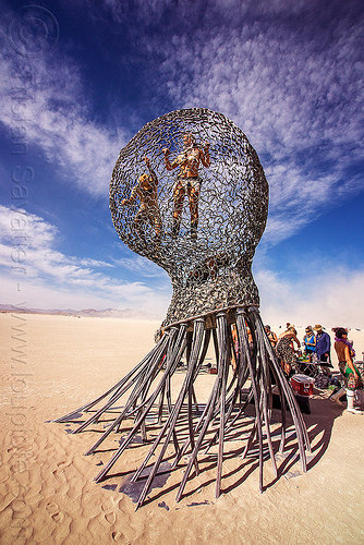 burning man - giant metal jellyfish sculpture, art installation, giant jellyfish, jellyfish sculpture