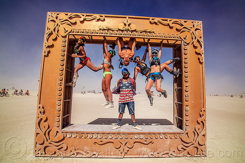 burning man - giant picture frame, art installation, giant frame, got framed