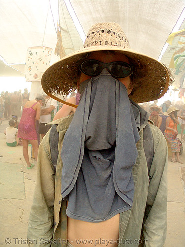 burning man - glenn, surviving the dust storm in center camp, attire, burning man outfit, dust storm, glenn, sunglasses